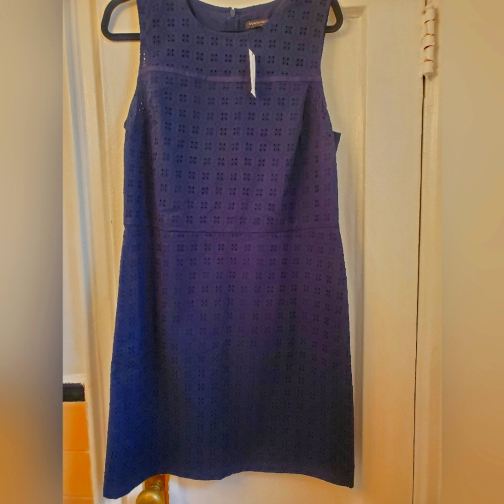 Banana Republic Navy Eyelet Shift Dress